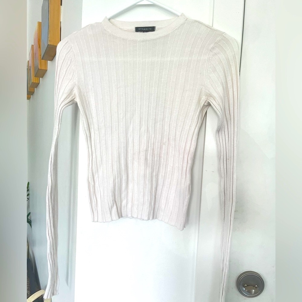 🌺 5/$30 🌺 Dynamite Ribbed white crop sweater top